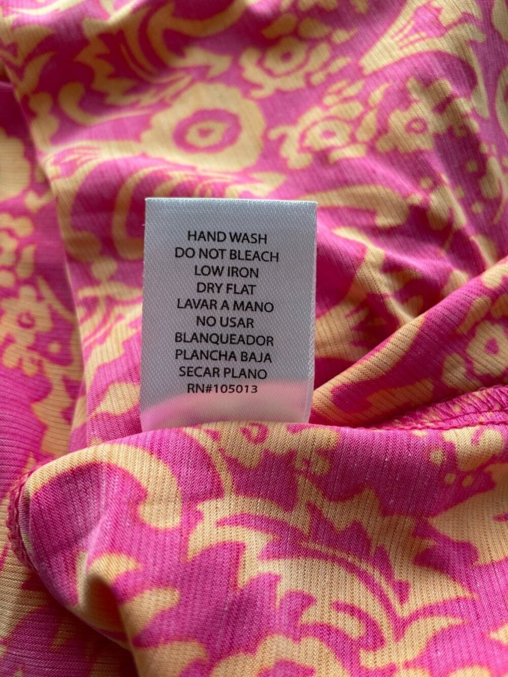 Dear Scarlett Blouse Large Baroque Floral Print 3/4 Sleeve Pink Boho Cottagecore - Picture 6 of 8